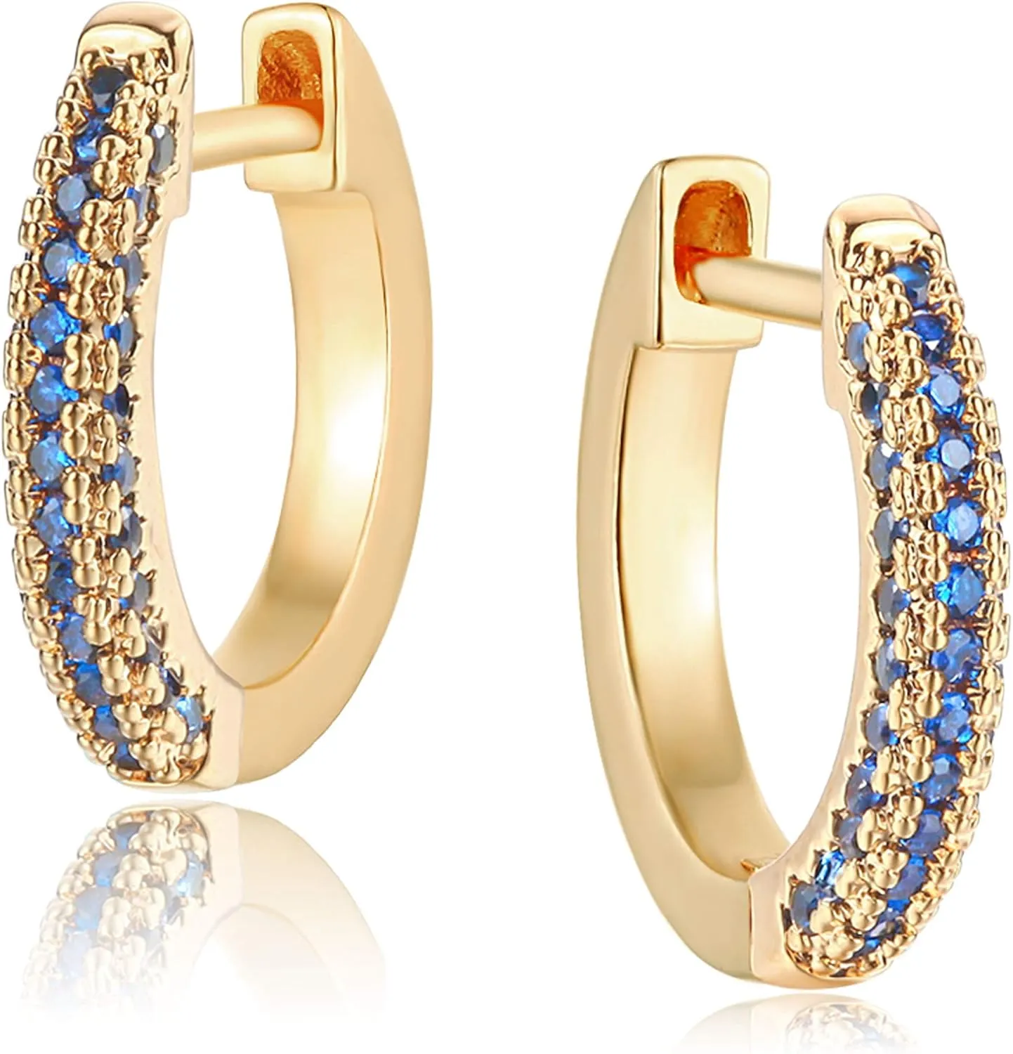 MEVECCO 14K Gold Plated Hoop Earrings With Cubic Zirconia Dainty Huggie Earrings for Women