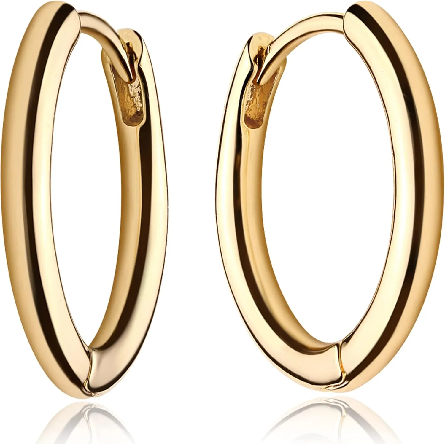 MEVECCO Gold Hoop Earrings for Women 18K Gold Plated Huggie Earrings Handmade Simple Minimalism Hoop Hypoallergenic Earrings for Everyday Jewelry