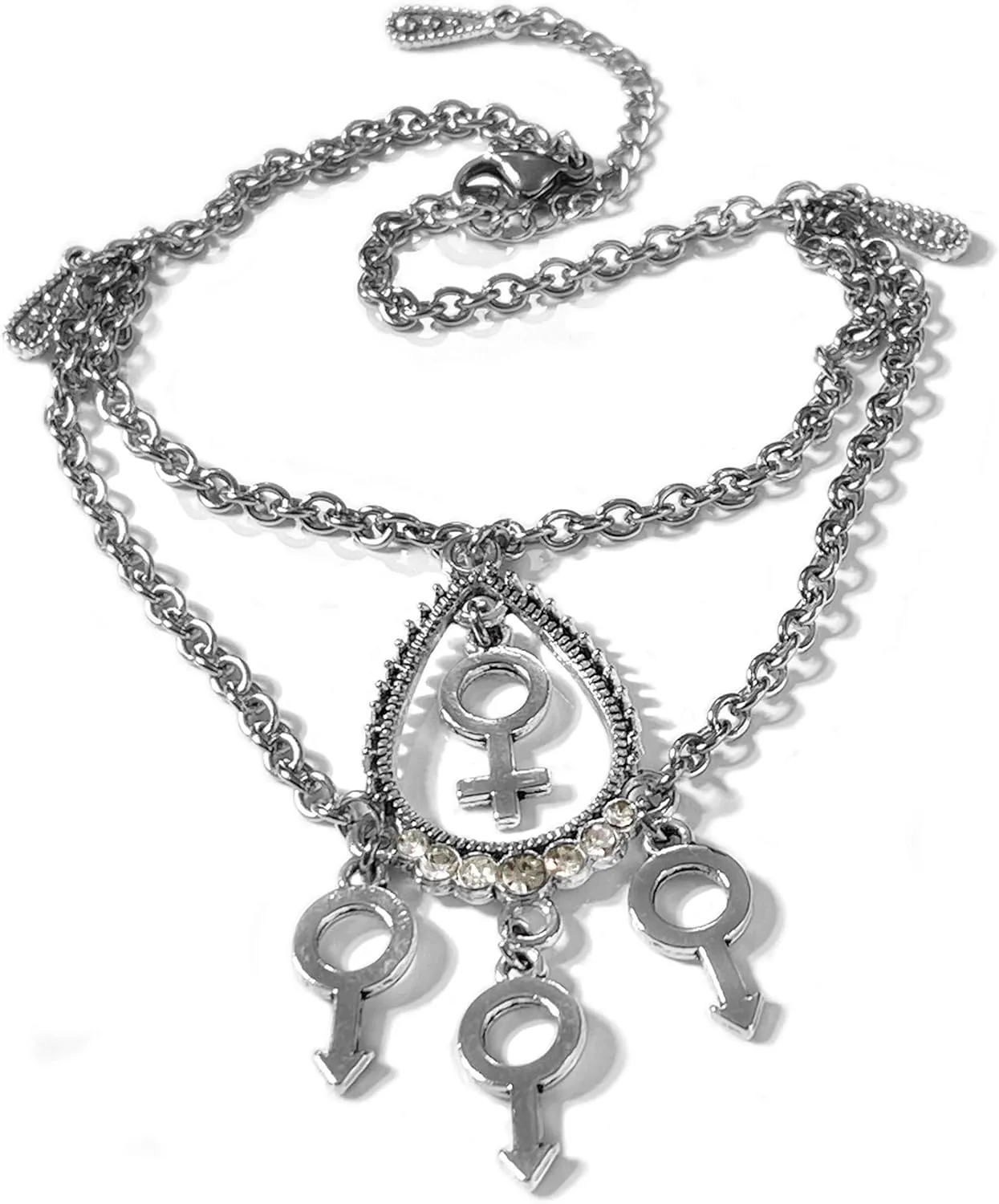 MFM Symbols Anklet Bracelet and Necklace Jewelry - Hotwife, Hot Wife, Swinger, Queen of Spades, BBC, QOS, Threesome