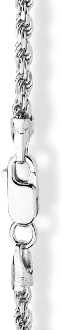 Miabella 925 Sterling Silver Italian 2mm, 3mm Diamond-Cut Braided Rope Chain Anklet Ankle Bracelet for Women, Made in Italy