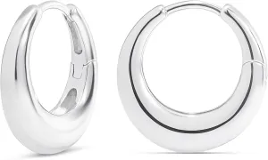 MILLA 14K Gold Plated Hoop Earrings | Small Silver Hoops | Thick Lightweight Chunky Hoop Earrings for Women