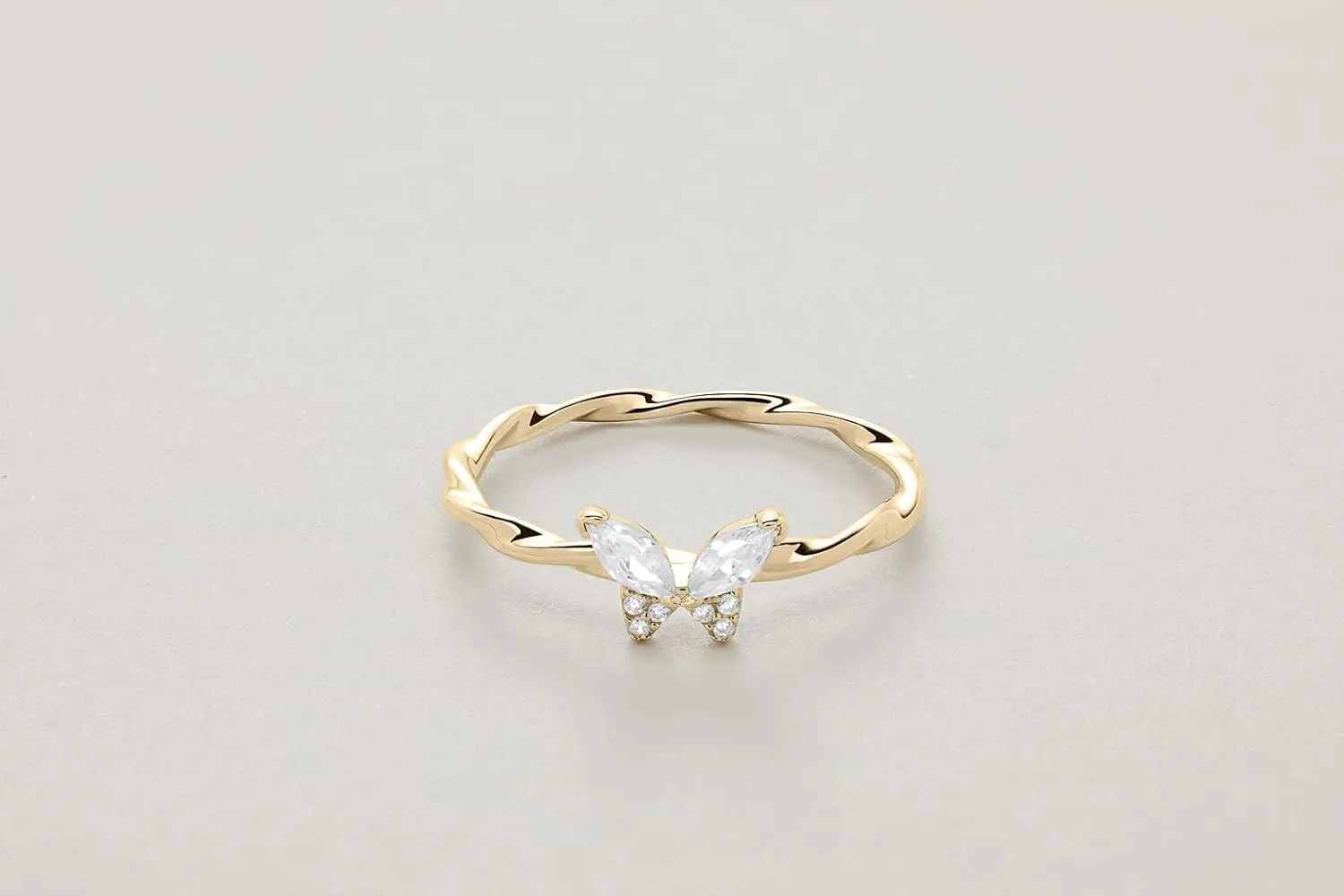 Milla CZ Sterling Silver Butterfly Rings for Women or 14k Gold Plated Stackable Rings - Cool Cute Rings Aesthetic
