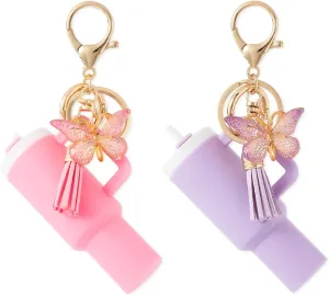 Mini Tumbler Keychain Chapstick Holder, Stanley Cup Accessories,Cute Key Chains for Women Purse Handbag Backpack