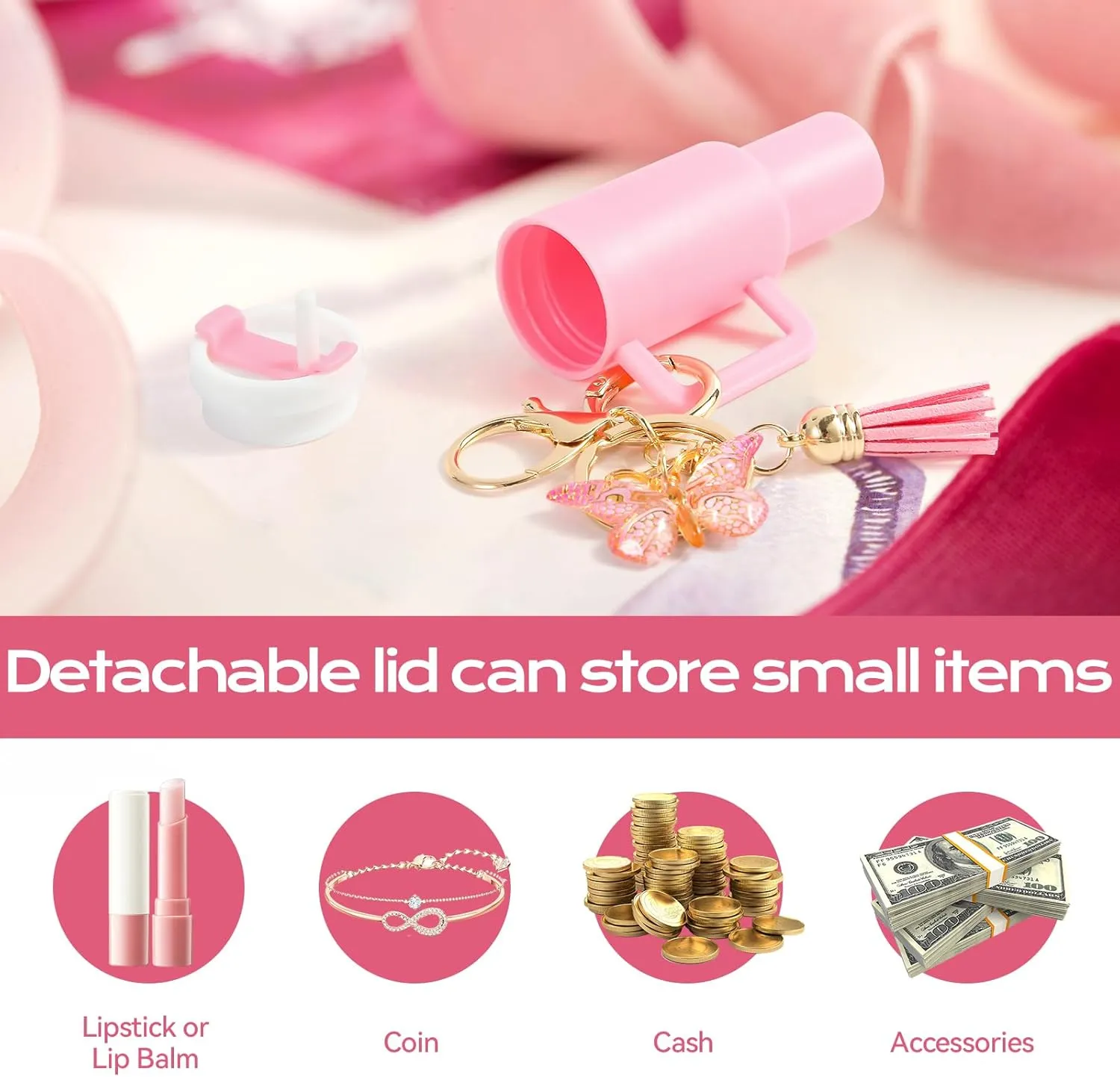 Mini Tumbler Keychain Chapstick Holder, Stanley Cup Accessories,Cute Key Chains for Women Purse Handbag Backpack