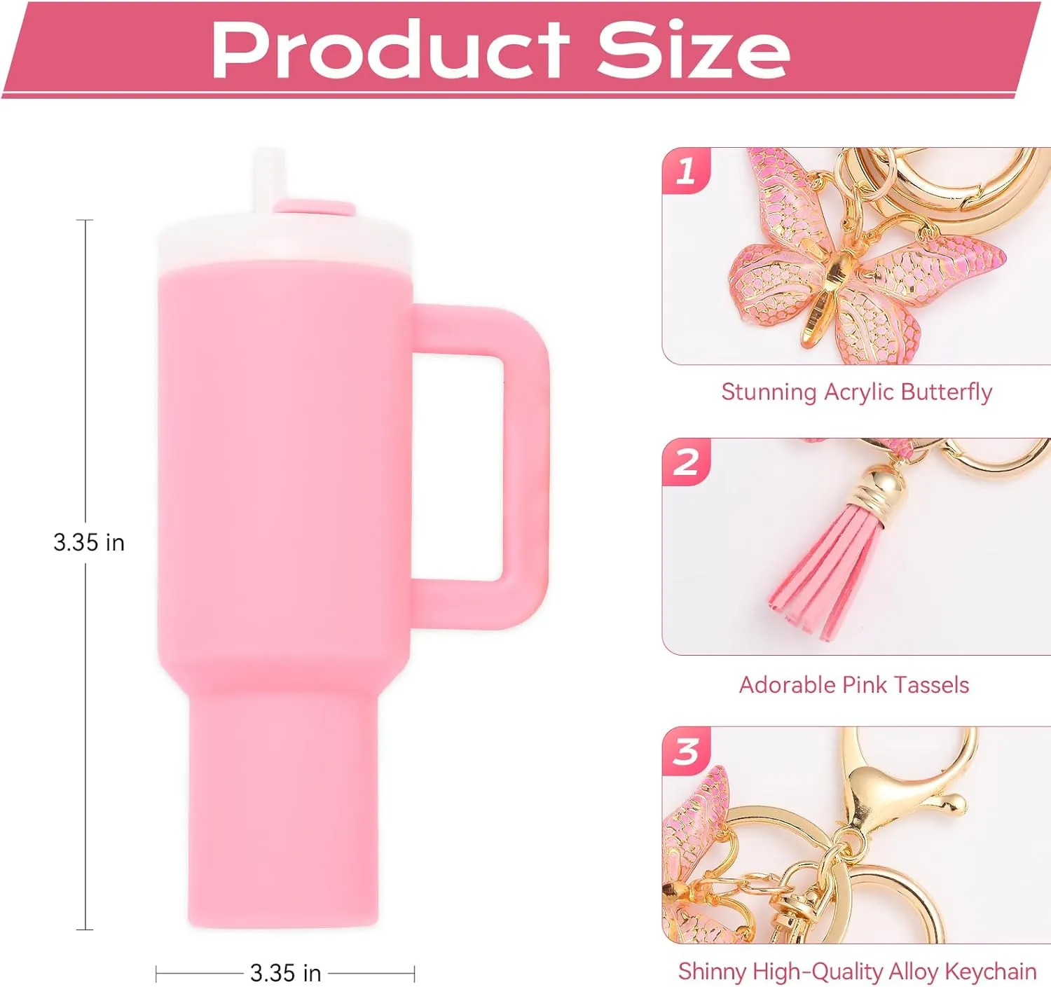 Mini Tumbler Keychain Chapstick Holder, Stanley Cup Accessories,Cute Key Chains for Women Purse Handbag Backpack