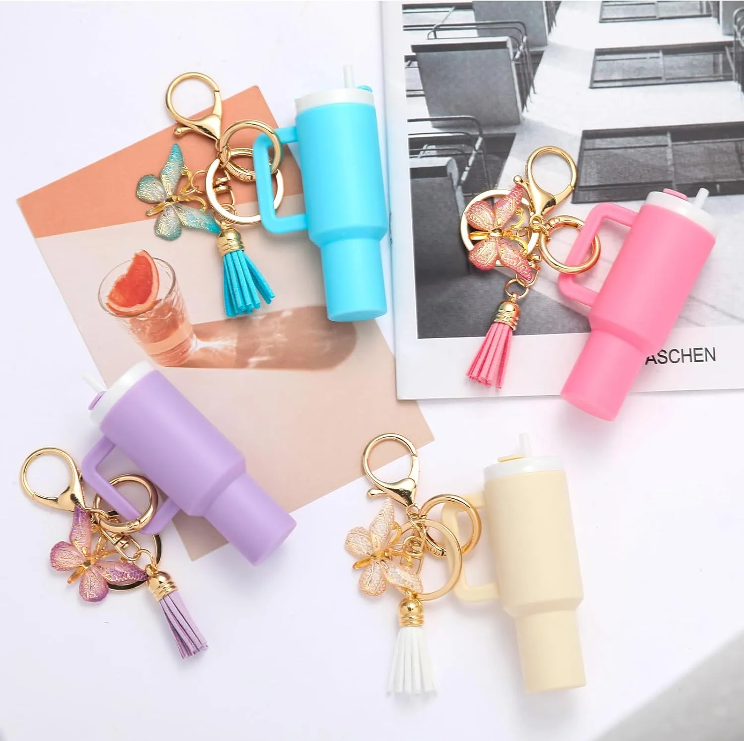 Mini Tumbler Keychain Chapstick Holder, Stanley Cup Accessories,Cute Key Chains for Women Purse Handbag Backpack