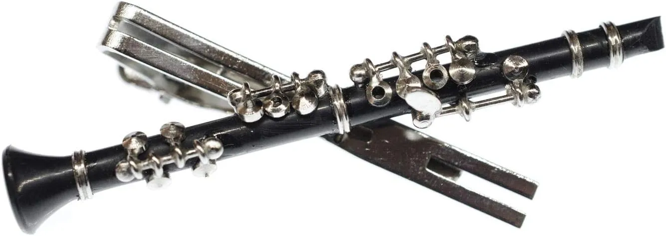 Miniblings Clarinet Tie Clip Bar   Box Black Instrument Music Flute Tiepin