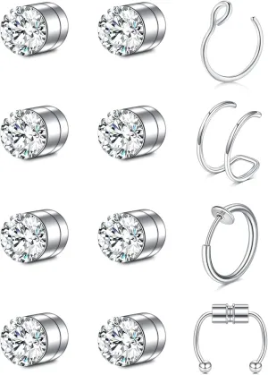MODRSA Fake Nose Ring Hoop Fake Septum Fake Nose Ring Fake Septum Nose Ring Fake Nose Piercing Fake Nose Ring Stud Double Fake Noe Rings for Women Men