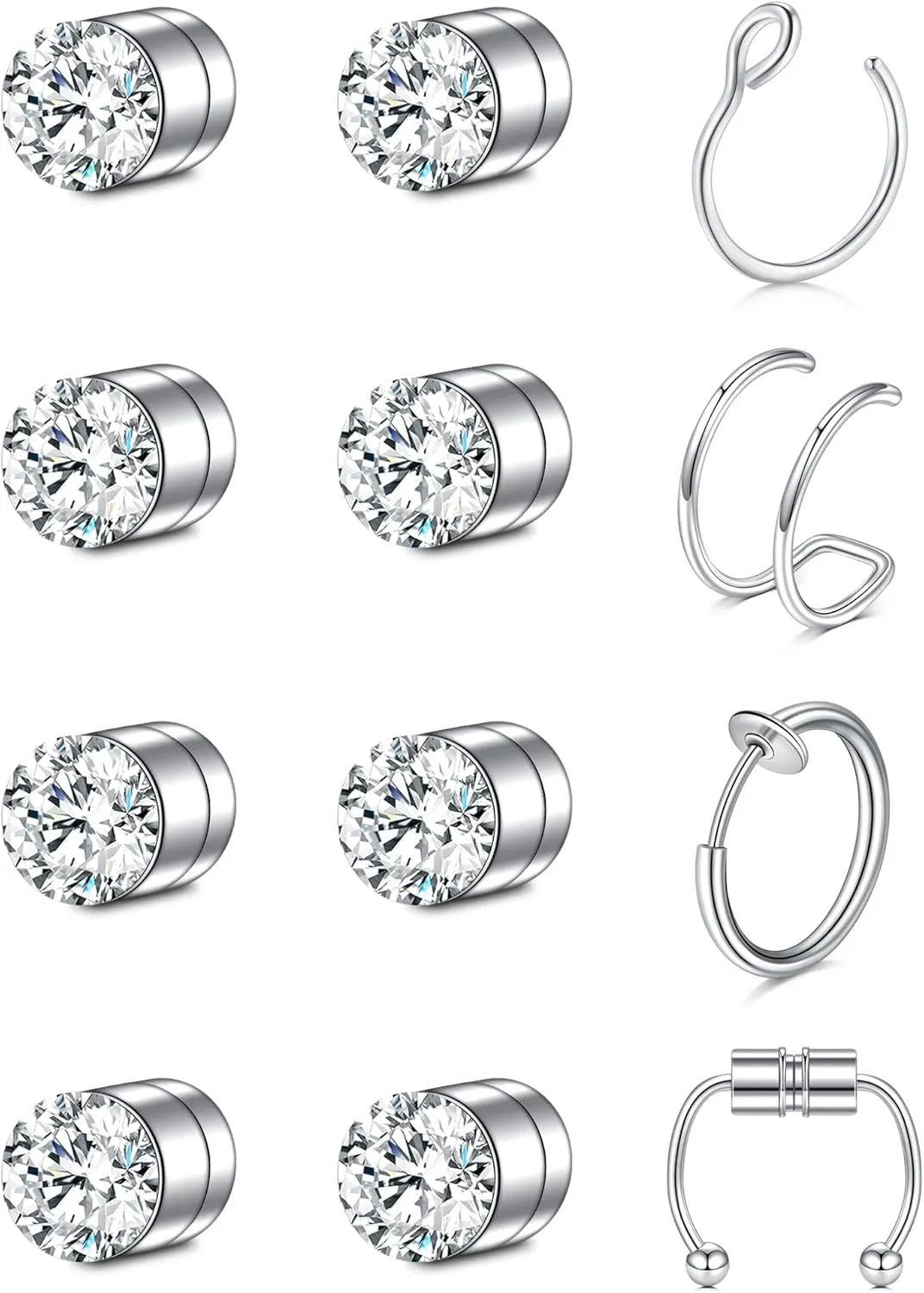 MODRSA Fake Nose Ring Hoop Fake Septum Fake Nose Ring Fake Septum Nose Ring Fake Nose Piercing Fake Nose Ring Stud Double Fake Noe Rings for Women Men