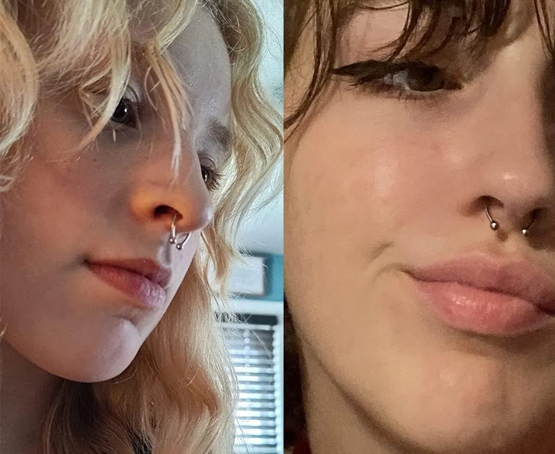 MODRSA Fake Nose Ring Hoop Fake Septum Fake Nose Ring Fake Septum Nose Ring Fake Nose Piercing Fake Nose Ring Stud Double Fake Noe Rings for Women Men
