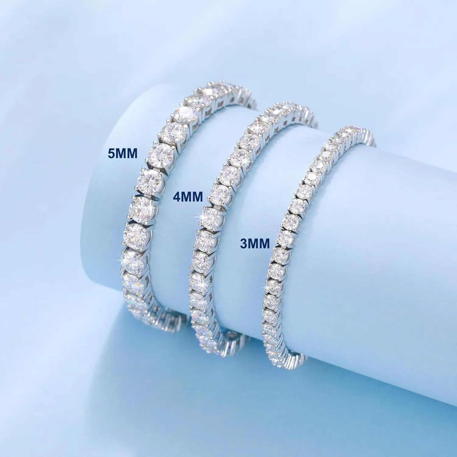 Moissanite Bracelet for Women 2/3/4/5MM Moissanite Tennis Bracelet Men 18K Gold Plated S925 Sterling Silver Bracelets 2.11-21.0CT D Color VVS1 Round Simulated Diamond Bracelets 6-8.5Inch Tennis Chain