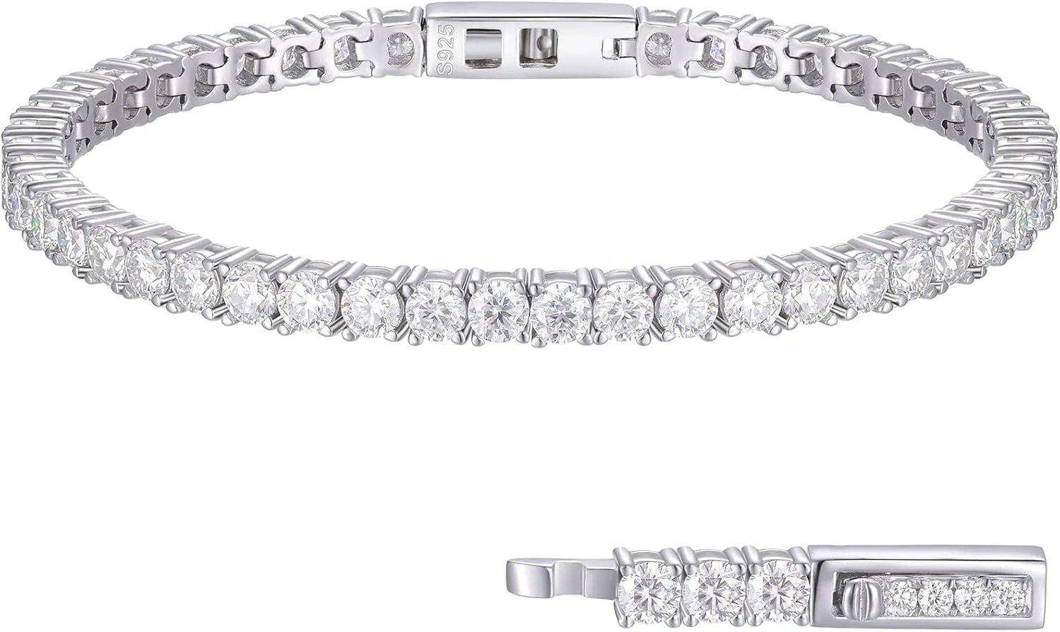 Moissanite Bracelet for Women 2/3/4/5MM Moissanite Tennis Bracelet Men 18K Gold Plated S925 Sterling Silver Bracelets 2.11-21.0CT D Color VVS1 Round Simulated Diamond Bracelets 6-8.5Inch Tennis Chain
