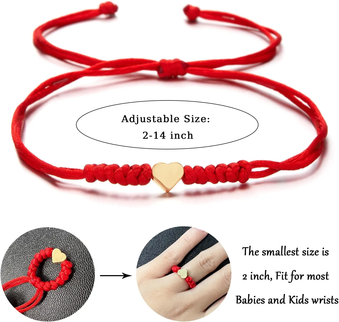 Mother Daughter Bracelets Set for 2 Lucky Red Rope String Protection Bracelet Mommy and Me Evil Eye Adjustable Bracelets Gift for Mom Daugther