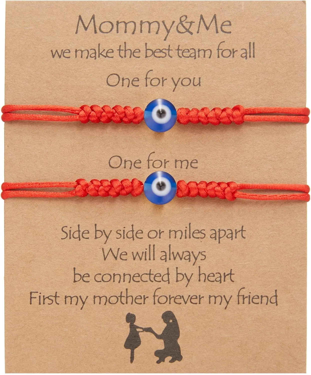 Mother Daughter Bracelets Set for 2 Lucky Red Rope String Protection Bracelet Mommy and Me Evil Eye Adjustable Bracelets Gift for Mom Daugther