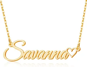 MOTICIUS Name Necklace Personalized Custom Chain Custom Gift Plated Nameplate Custom Necklaces for Women, Gold Plated, No Gemstone