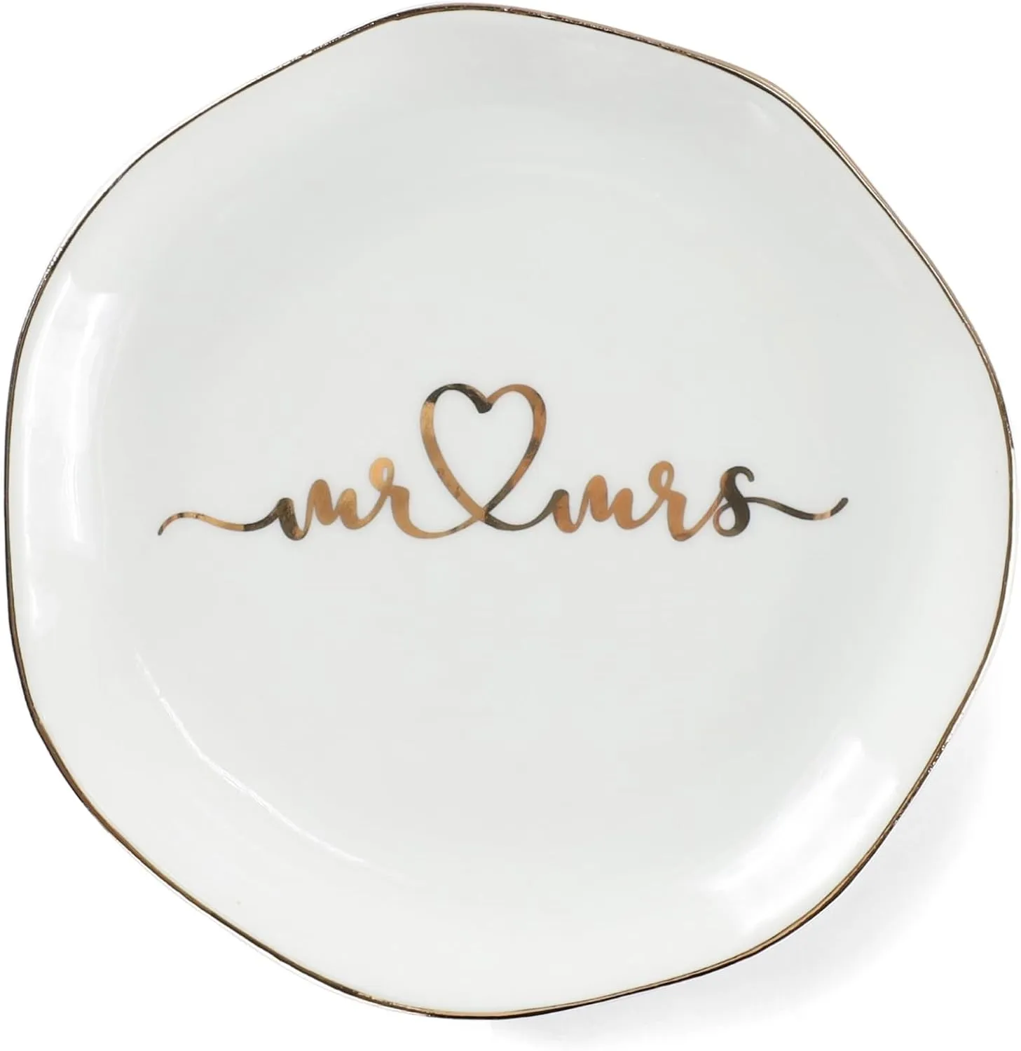 Mr.& Mrs Wedding Ring Dish-Jewelry Dish Tray-Ceramic White