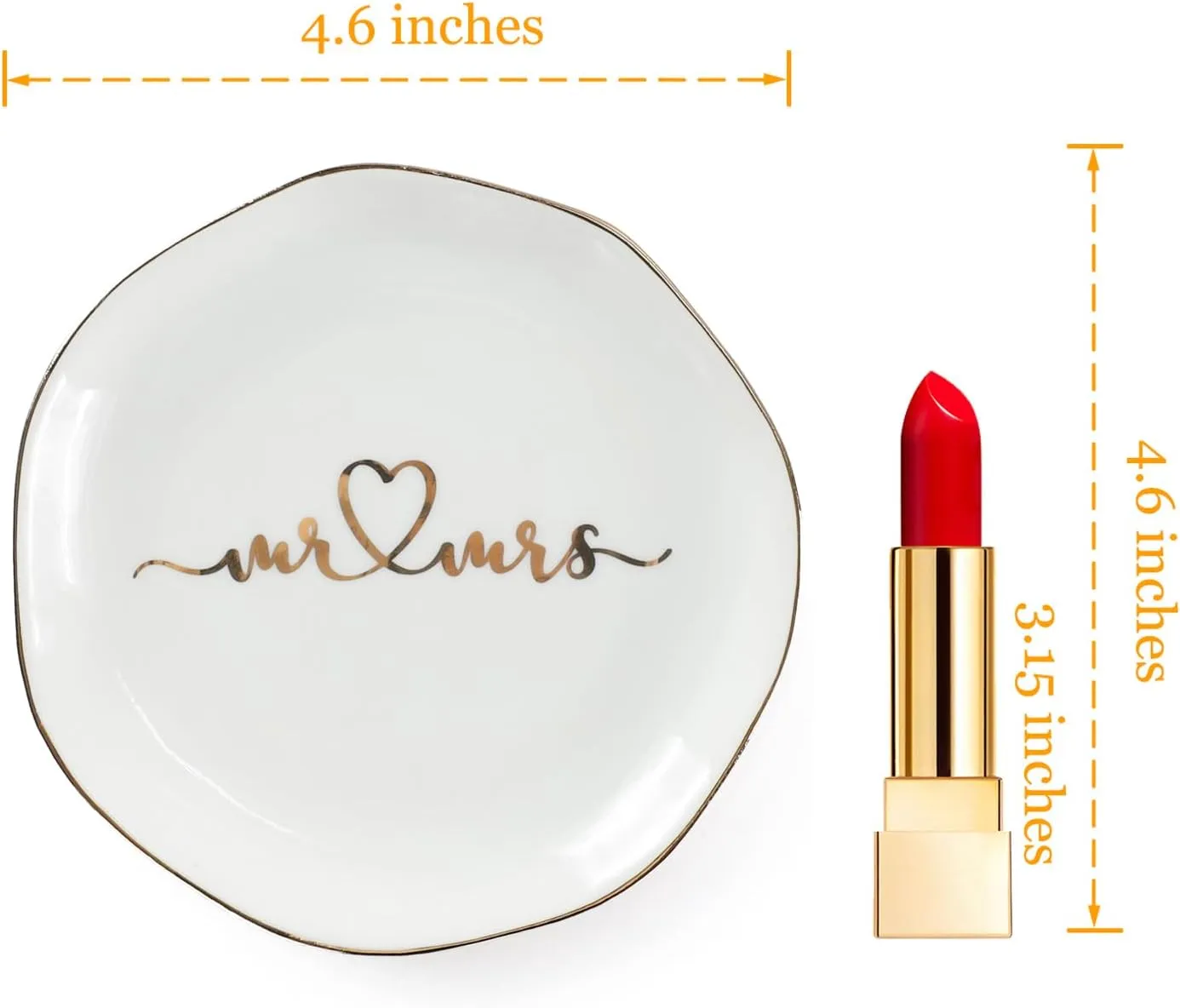 Mr.& Mrs Wedding Ring Dish-Jewelry Dish Tray-Ceramic White