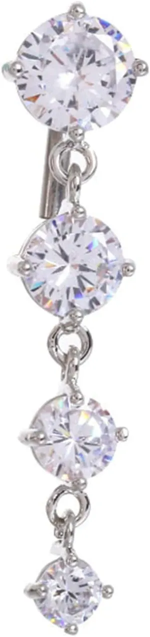Navel Rings Stainless Steel, Crystal Short Navel Rings for Women Round Shaped Silver Navel Piercing