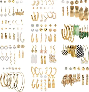 NEWITIN 100 Pieces Silver Jewelry Set for Women Fashion Costume Jewelry Silver Gold Plated Necklace Bracelet Ring Earrings Set for Women