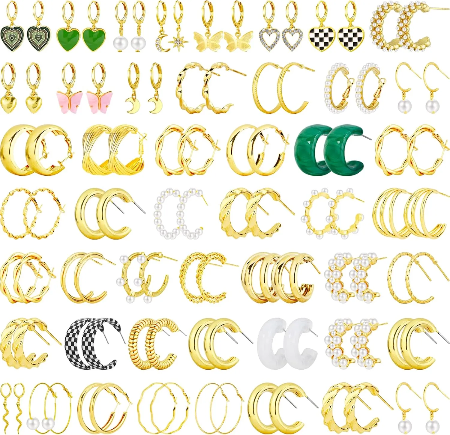 NEWITIN 100 Pieces Silver Jewelry Set for Women Fashion Costume Jewelry Silver Gold Plated Necklace Bracelet Ring Earrings Set for Women