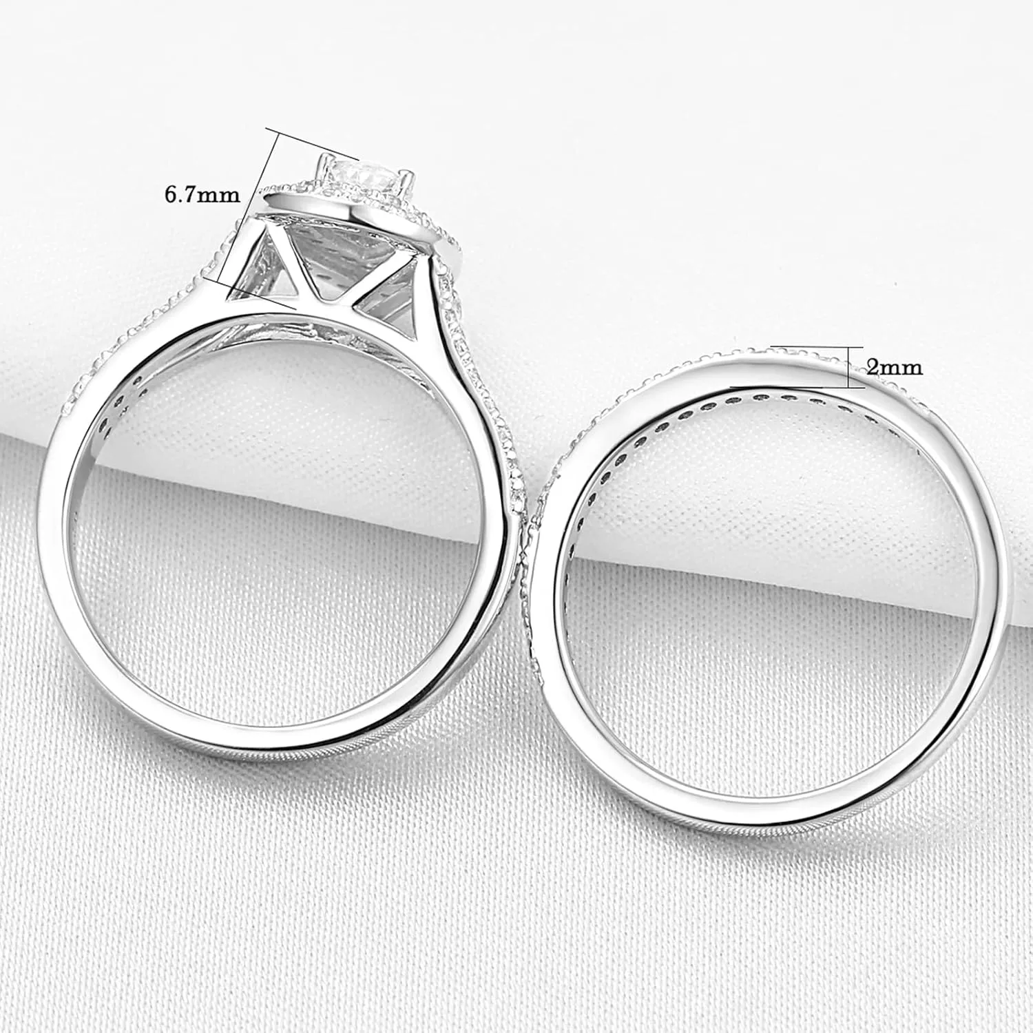 Newshe Jewellery Wedding Engagement Ring for Women Bridal Set AAAAA Cz 925 Sterling Silver 1.3Ct Pear White Size 4-13