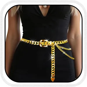 Nicute Metal Waist Chain Belt Layered Gold Body Chains Chunky Belt Accessories for Women