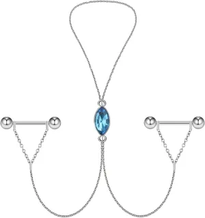 Nipple Chains Pierced Necklace 14G Barbells Nipple Rings Drizzle Dangle Body Piercing Jewelry