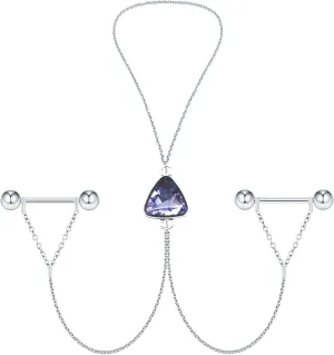 Nipple Chains With Choker Piercing Body Jewelry Crystal Surgical Steel Nipple Rings 14G Barbells