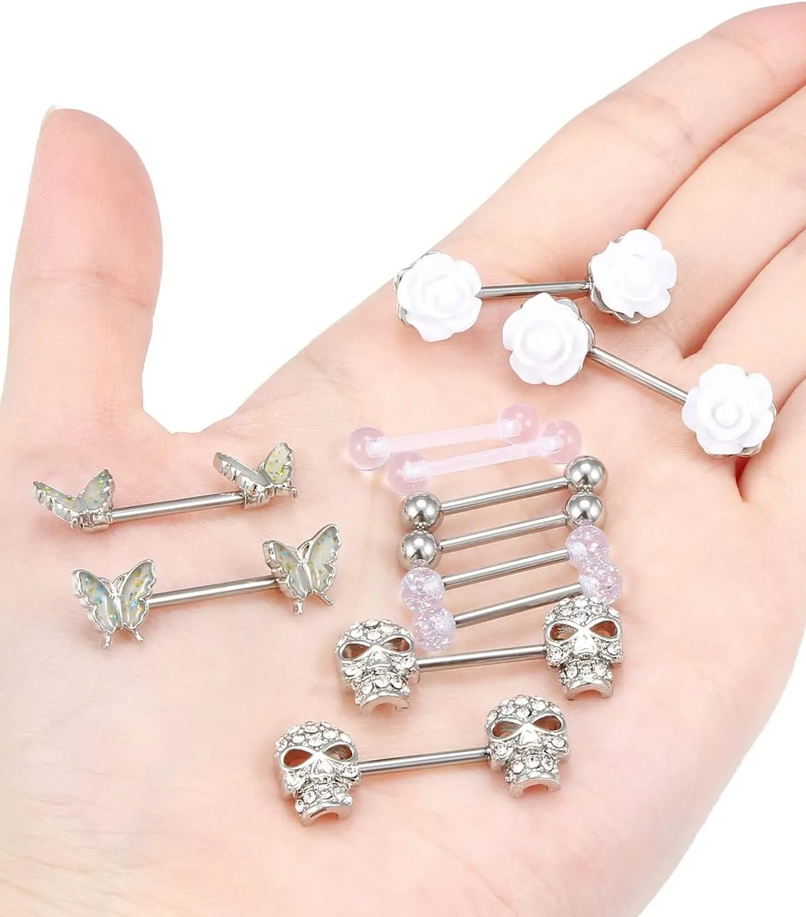 Nipple Rings for Women Nipple Piercing Jewelry 14G Nipple Rings Surgical Steel Screw Nipplerings Nipple Shield Ring Barbell Body Piercing Jewelry Set 9/16 Inch 14mm