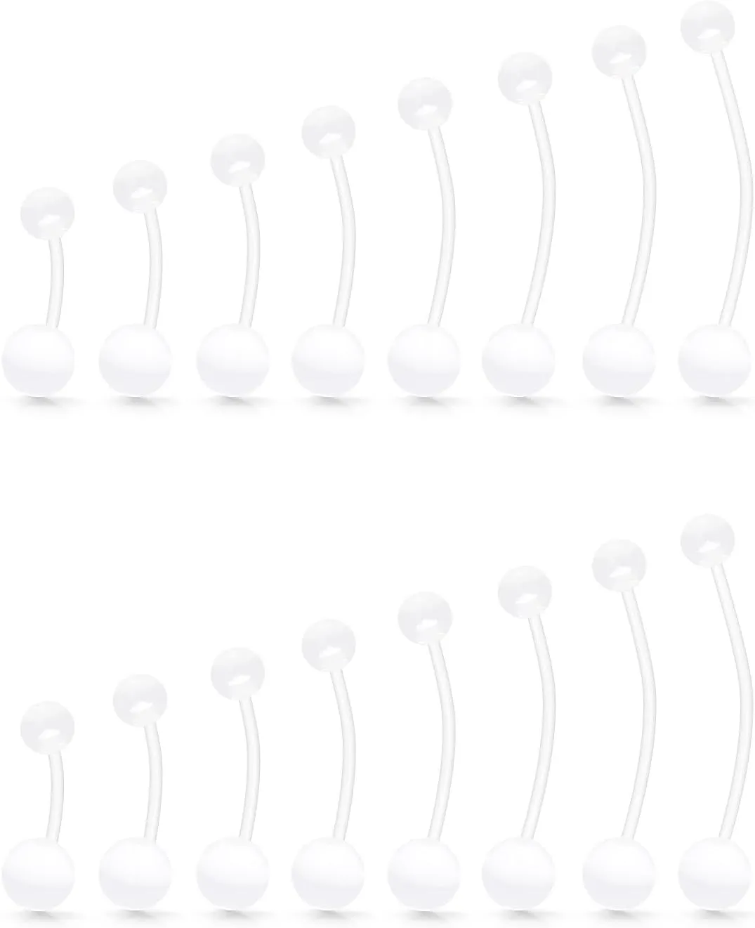 Ocptiy 14G Clear Plastic Belly Button Ring Pregnancy Belly Rings Maternity Navel Rings for Sport Pregnant Women Flexible Belly Piercing Retainer Long bar 10-38mm