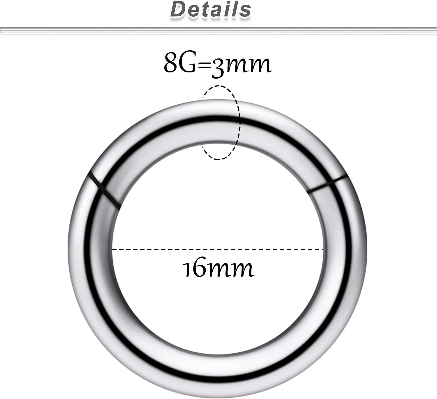 Ocptiy 8G 6G 4G 2G Titaniumm Hinged Septum Rings Clicker Medical Implant Grade Ear Gauges Hoop Earrings Stretching kit Hypoallergenic Thick Septum Nose Ring Piercing Jewelry Women Men 14mm 16mm 19mm