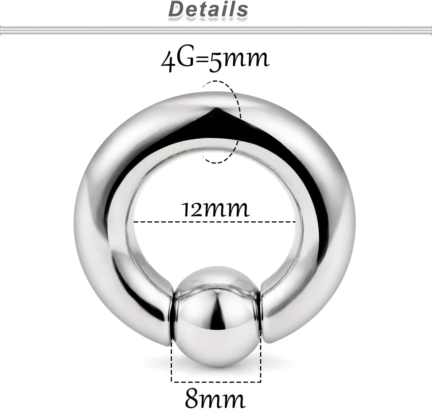 Ocptiy 8G 6G 4G 2G Titaniumm Septum Rings Medical Implant Grade Gauges Tunnels Earrings Stretching kit Hypoallergenic Septum Nose Ring Ear Lobe Hoop Earring Piercing Jewelry Women Men 12mm 14mm 16mm