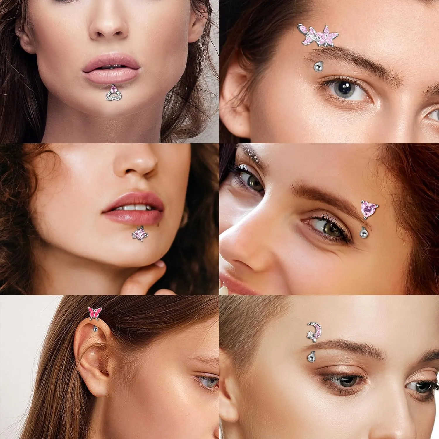 OIDEA 7PCS Eyebrow Piercing Jewelry: 16G Stainless Surgical Steel Curved Barbell Rook Eyebrow Rings Vertical Labret Lip Ring Cartilage Daith Surface Tragus Piercing Jewelry for Women Men