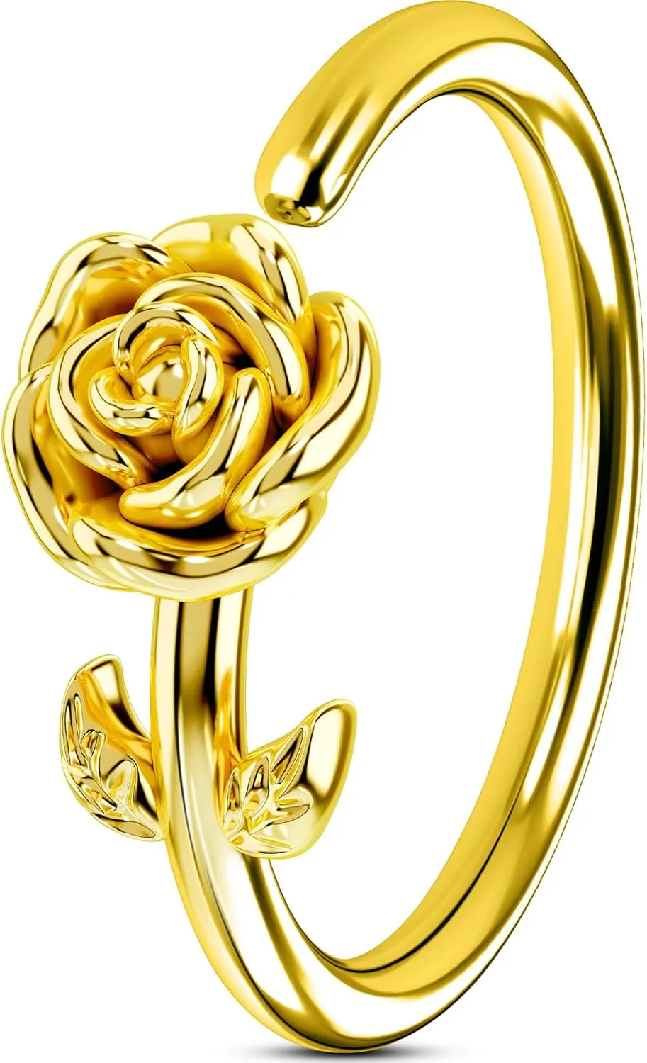 OUFER Nose Rings Flower Rose Seamless Open Nose Rings Hoops 20G, Stainless Steel Floral Nose Helix Daith Rook Tragus Piercing Jewelry for Women Men