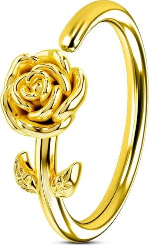 OUFER Nose Rings Flower Rose Seamless Open Nose Rings Hoops 20G, Stainless Steel Floral Nose Helix Daith Rook Tragus Piercing Jewelry for Women Men