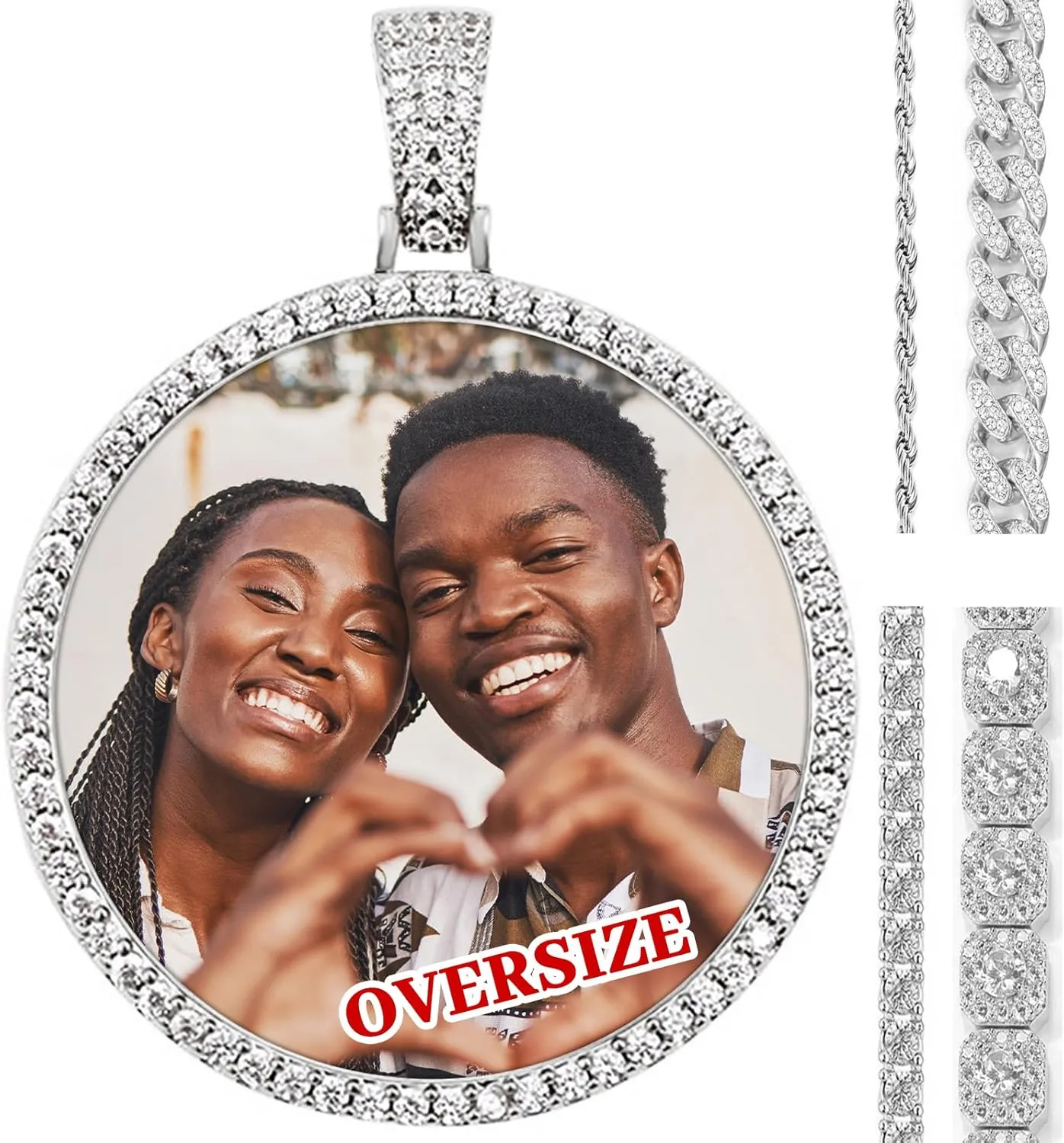 Oversize Pendant Custom Big Circle Chain for Men Women Personalized Large Photo Necklace Customized Memorial Necklace with Picture Hip Hop Jewelry Gifts