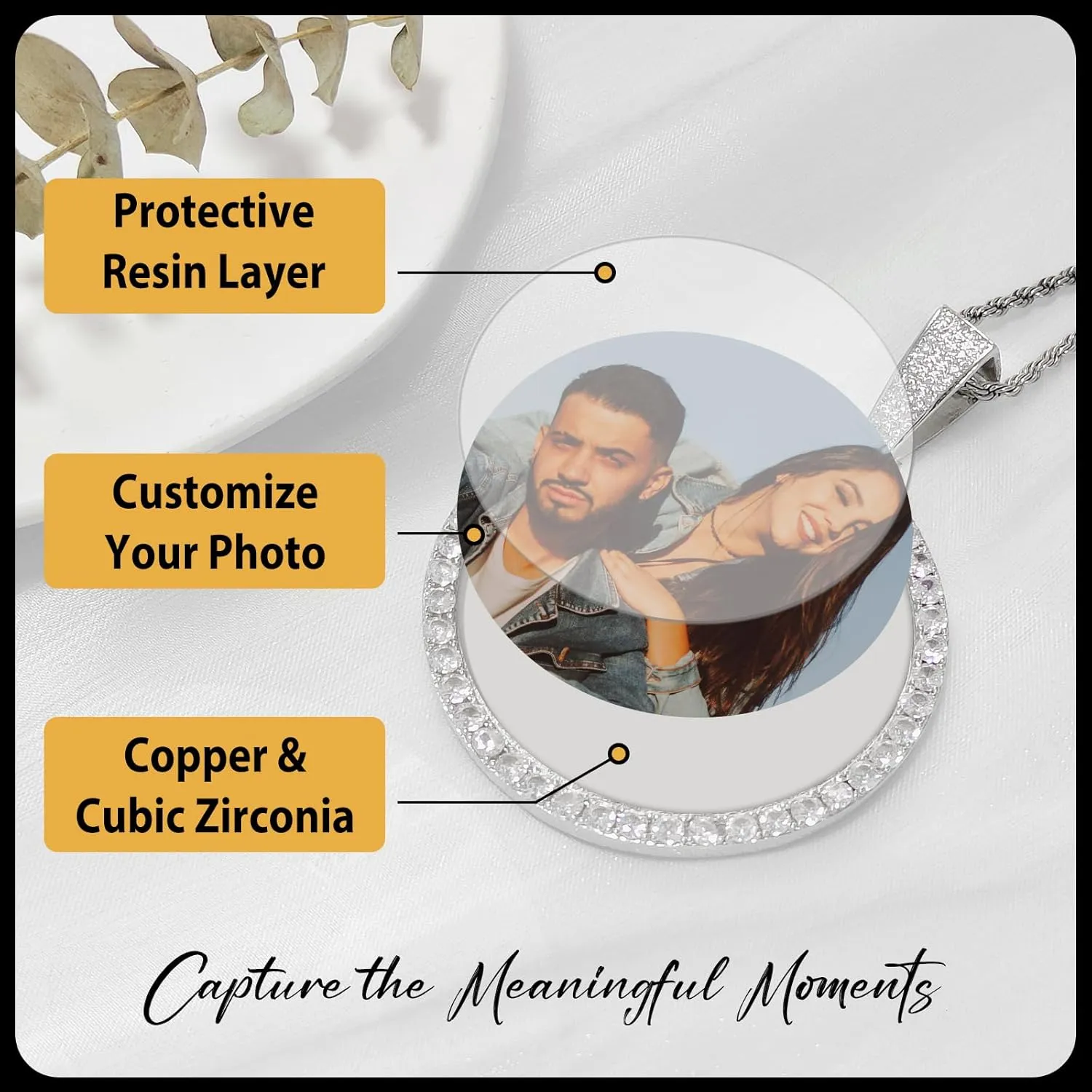 Oversize Pendant Custom Big Circle Chain for Men Women Personalized Large Photo Necklace Customized Memorial Necklace with Picture Hip Hop Jewelry Gifts