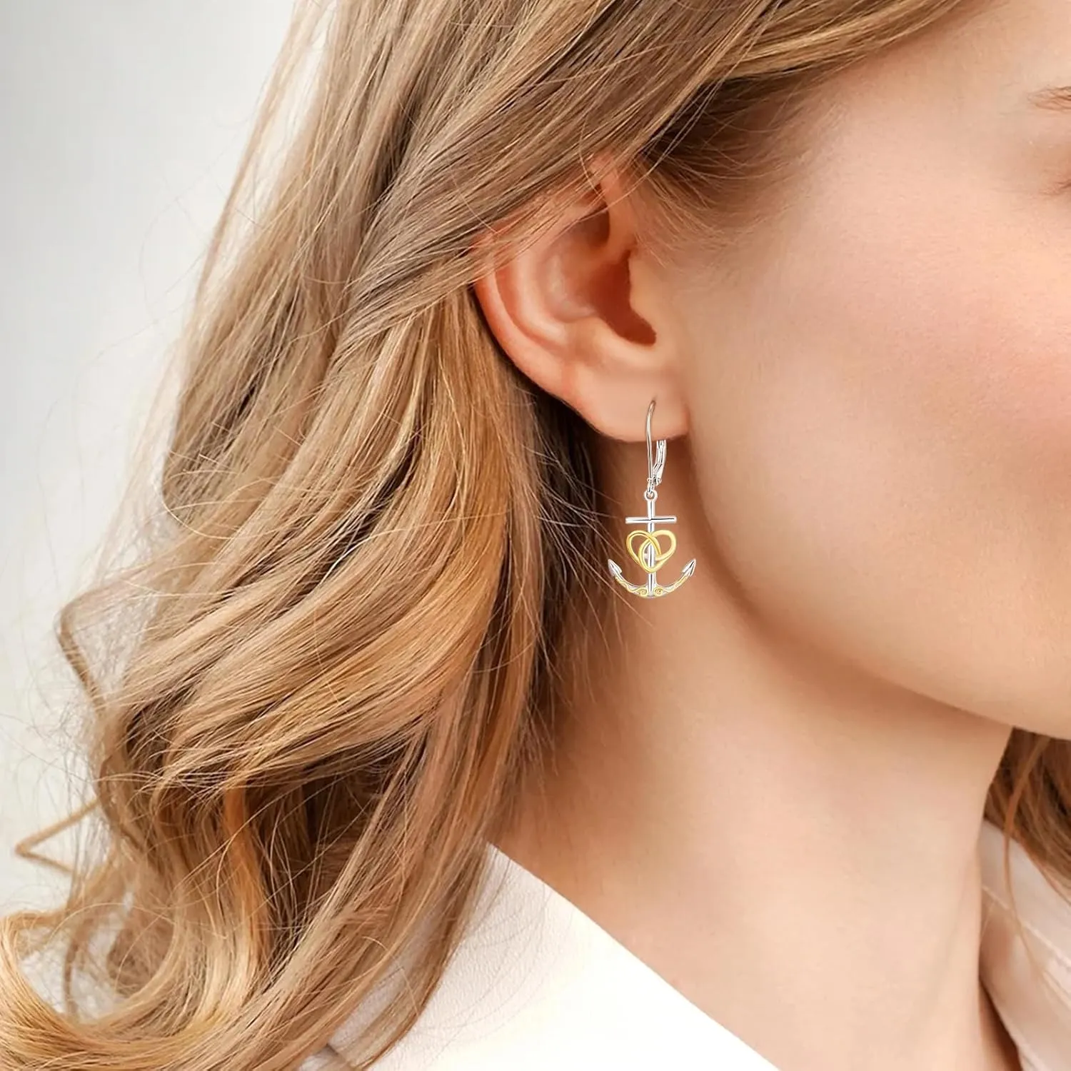 Palpitate Anchor Earrings Dangle Sterling Silver Dangling Earrings for Women Mather day Jewelry Gifts