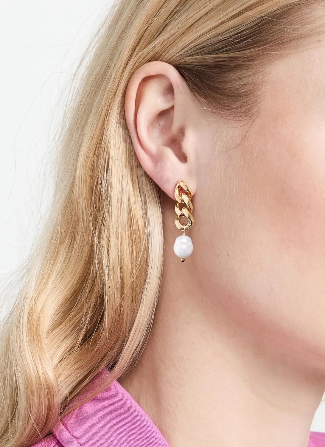 PANSTAR Lightweight 18K Gold Plated AAA Pearl Drop Earrings for Women, Gold Vermeil Freshwater Pearls Dangle Earrings, Classic Design