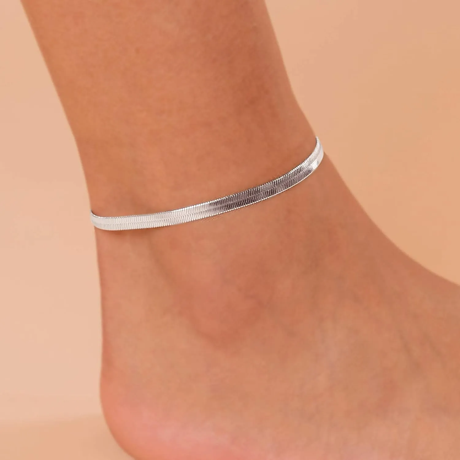 PAVOI 14K-18K Gold Plated Charm Link Flat Gold Anklets for Women | Beaded Marina Link Mariner Paperclip Snake Chain Jewelry Anklets