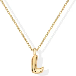 PAVOI 14K Gold Plated Dainty Chunky Bubble Initial Letter Pendant Necklace for Women | Alphabet Letter Necklace