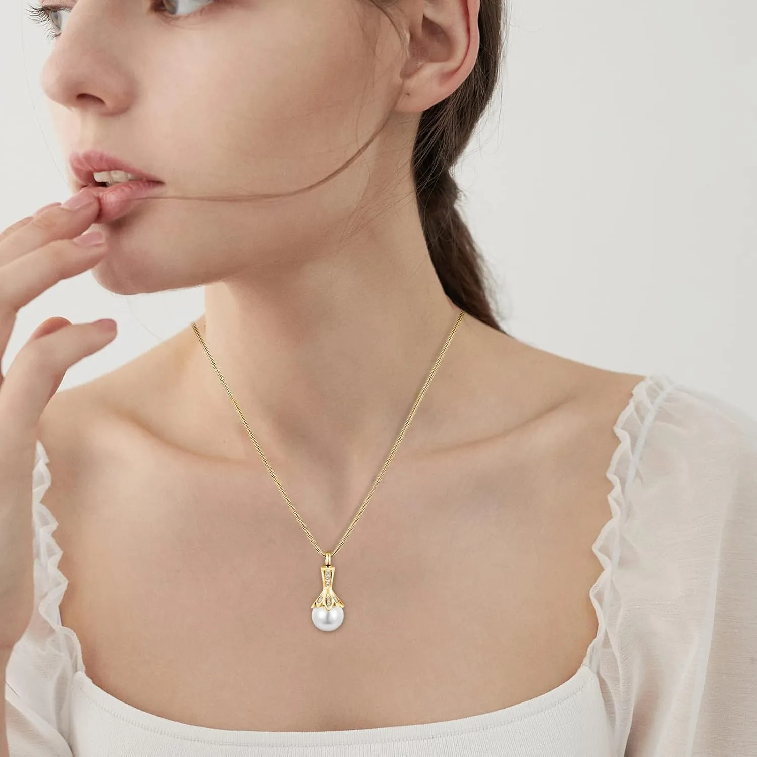 Pearl Urn Necklace for Human Ashes Memorial Cremation Jewelry Necklaces Stainless Steel Ashes Necklace for Women