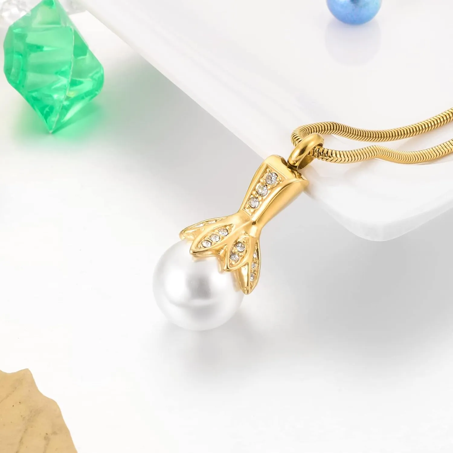 Pearl Urn Necklace for Human Ashes Memorial Cremation Jewelry Necklaces Stainless Steel Ashes Necklace for Women