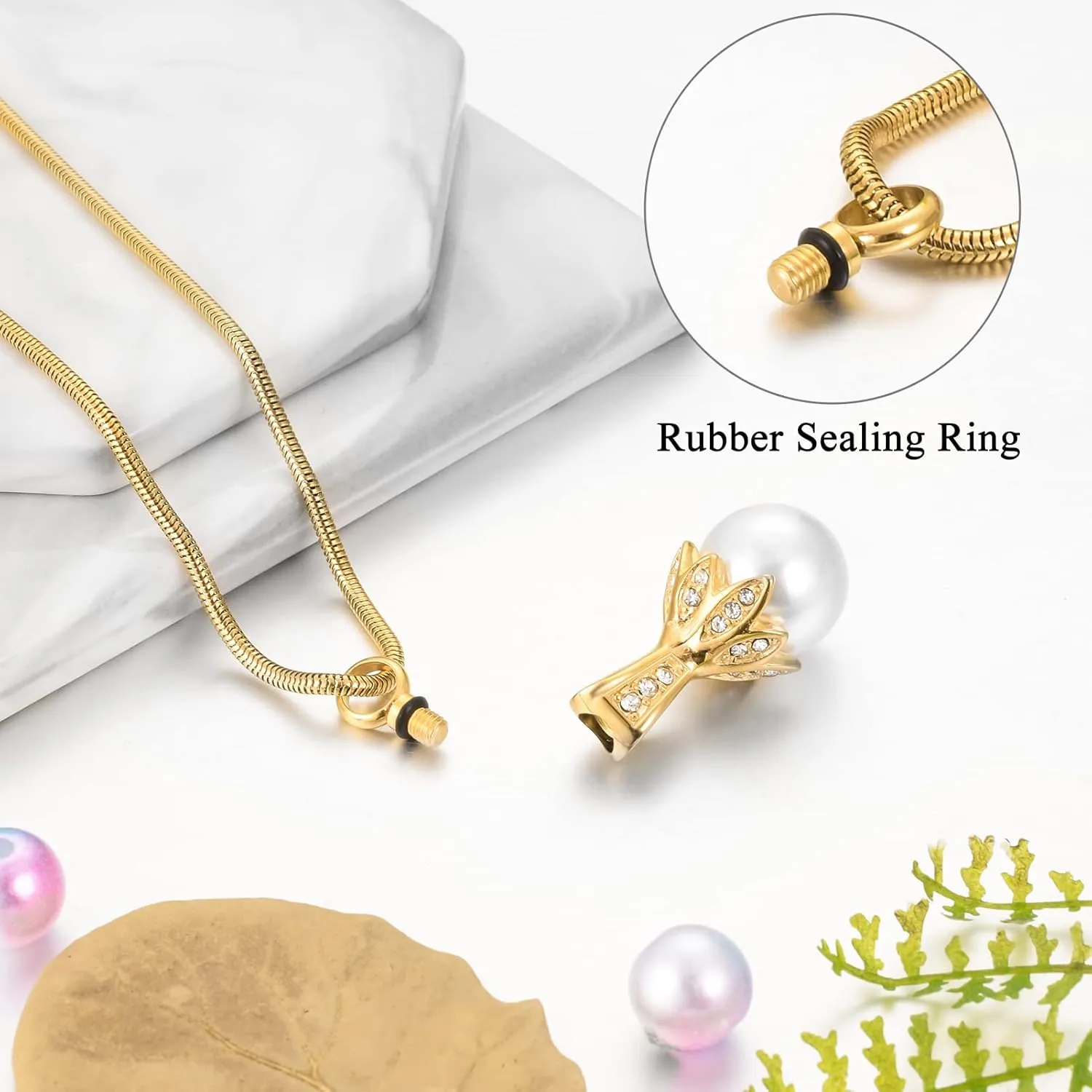 Pearl Urn Necklace for Human Ashes Memorial Cremation Jewelry Necklaces Stainless Steel Ashes Necklace for Women
