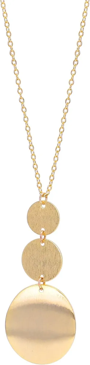 PERNNLA PEARL Long Disc Pendant Necklace for Women 18K Gold Plated Sweater Chain Fashion Jewelry