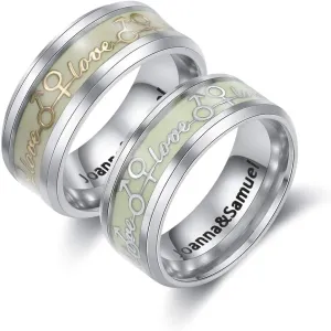 Personalized Couple Ring Bands for Women Men Couple Wedding Rings Set for Him and Her Stainless Steel Engagement Promise Mens Womens Rings (Silver-Couple Ring Set)