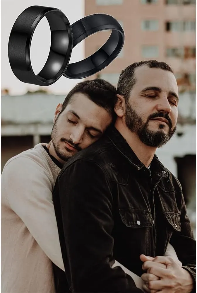 Personalized Matching Rings for Couples Black Gold Silver,Engraved Promise Rings for Couples Set with 2 Rings,Wedding Engagement Rings Sets for Him and Her Valentine's Day Jewelry Gift