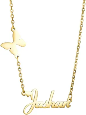 Personalized Name necklace with Butterfly Crown For Women Jewelry Stainless Steel Pendant Custom Lovers Gold Necklaces Girlfriend gifts