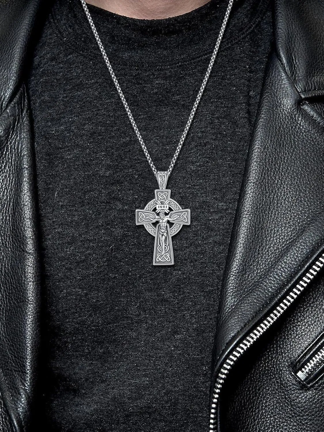 PRAYMOS 925 Sterling Silver Cross Necklace for Women Men Crucifix Saint Necklaces St Christian Religious Jewelry Confirmation Gifts Baptism