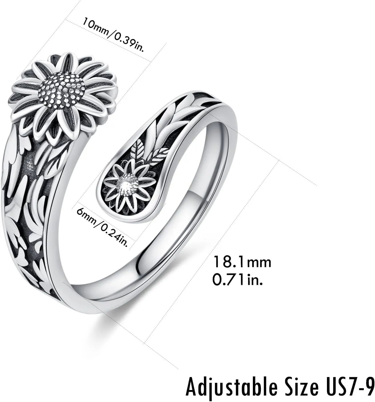PRAYMOS Thumb Ring For Women Men 925 Sterling Silver Open Adjustable Rings Snake/Shark/Fox/Skull Punk Rock Gothic Jewelry Gift